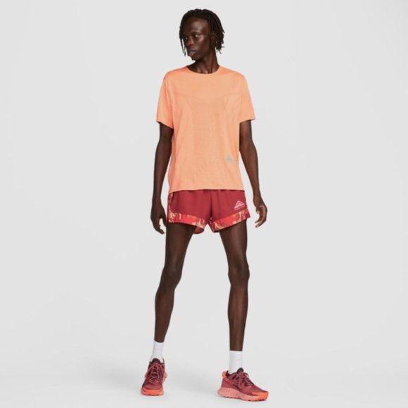 Nike Trail Dri-FIT Rise 365 Men's Short-Sleeve Running Gym Top Orange XL - Picture 2 of 8